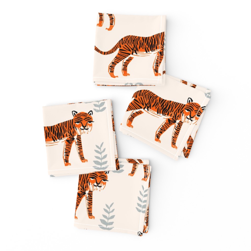 Safari Tiger - Cadmium Orange/Slate Grey/Champagne by Andrea Lauren