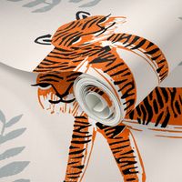 Safari Tiger - Cadmium Orange/Slate Grey/Champagne by Andrea Lauren