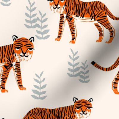 Safari Tiger - Cadmium Orange/Slate Grey/Champagne by Andrea Lauren