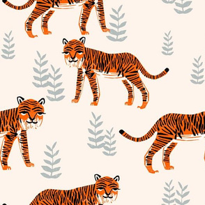 Safari Tiger - Cadmium Orange/Slate Grey/Champagne by Andrea Lauren