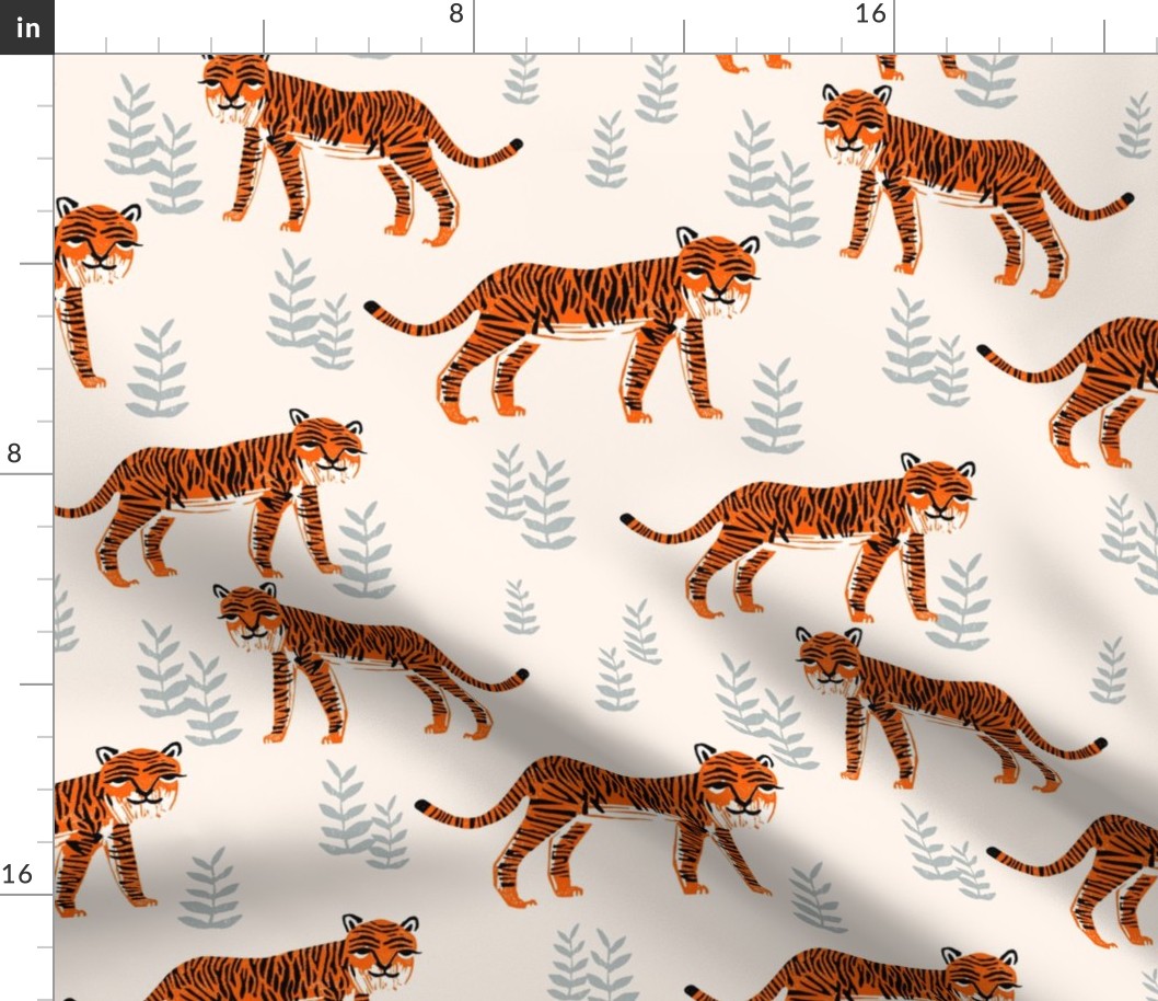 Safari Tiger - Cadmium Orange/Slate Grey/Champagne by Andrea Lauren