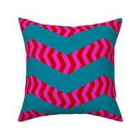 mad chevrons - pink and red on teal