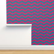 mad chevrons - pink and red on teal