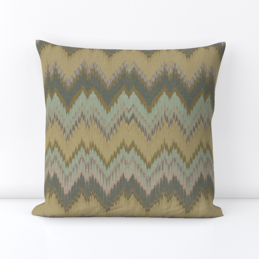 Yellow and Teal Ikat Chevron 