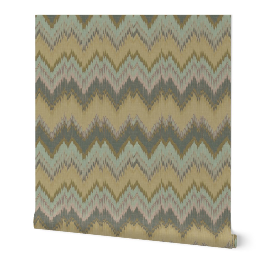 Yellow and Teal Ikat Chevron 