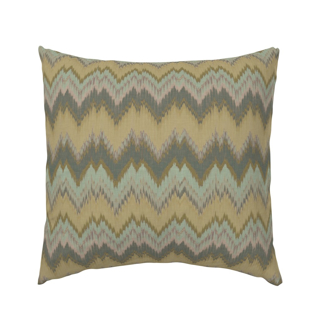 Yellow and Teal Ikat Chevron 