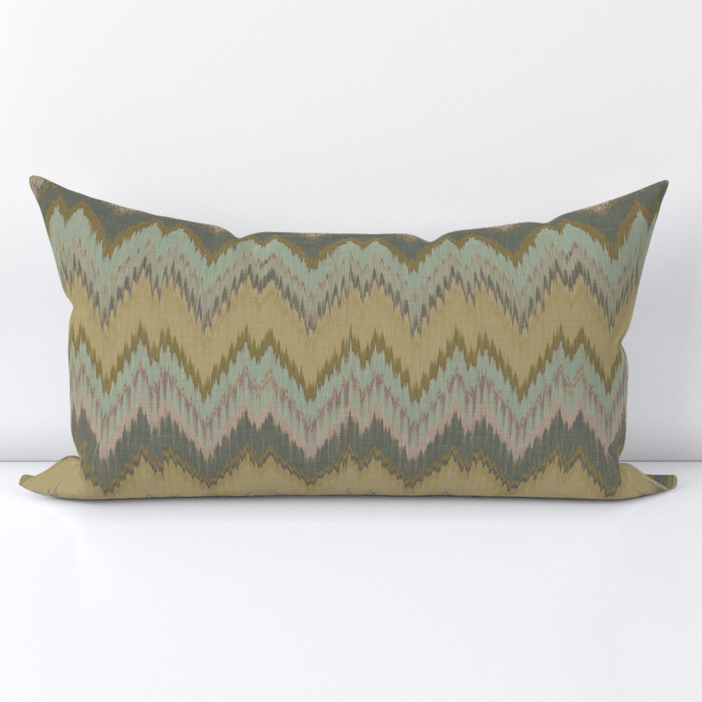 Yellow and Teal Ikat Chevron 