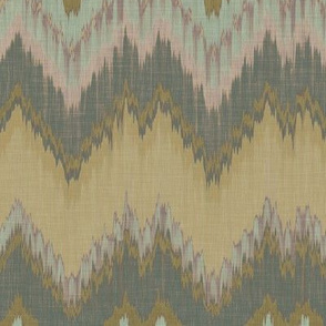 Yellow and Teal Ikat Chevron 