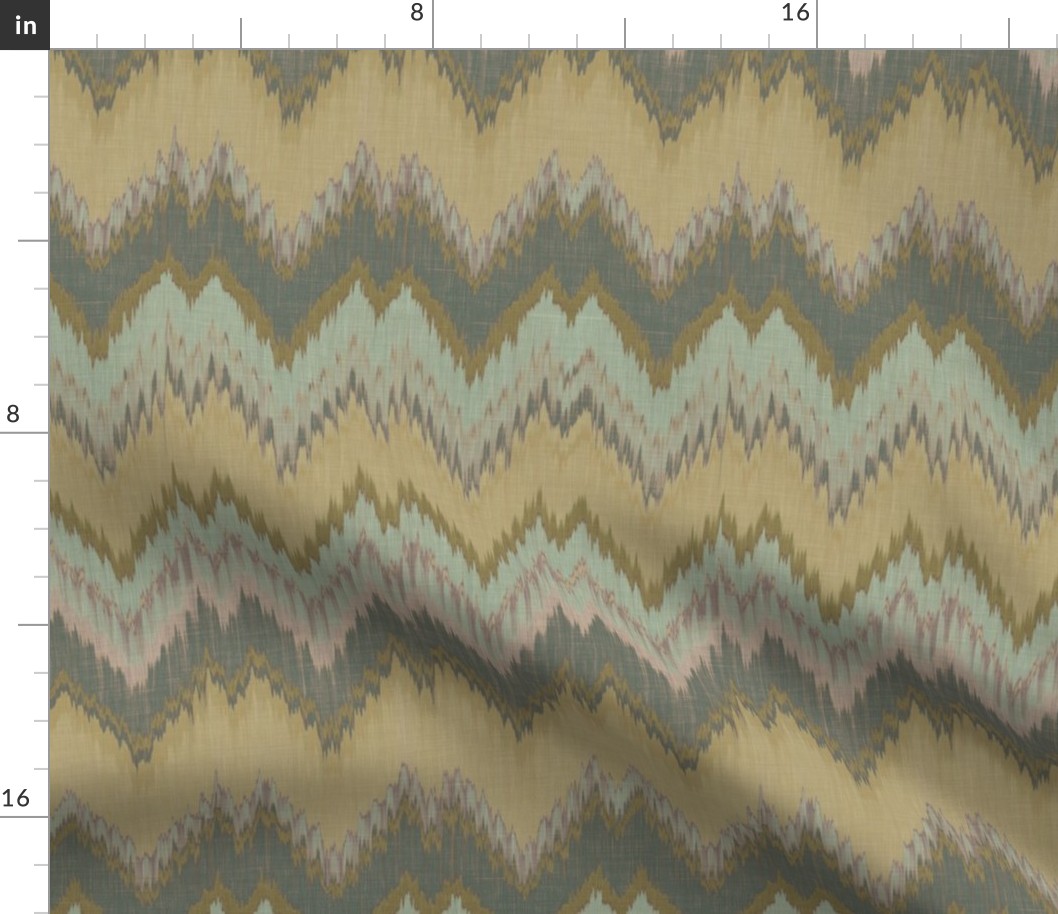 Yellow and Teal Ikat Chevron 