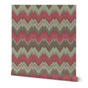 Raspberry and Teal Ikat Chevron