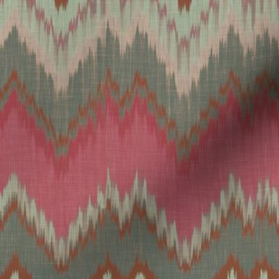 Raspberry and Teal Ikat Chevron