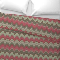 Raspberry and Teal Ikat Chevron