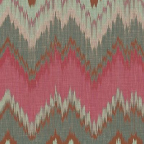 Raspberry and Teal Ikat Chevron