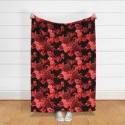 mid century modern floral ~ black and crimson