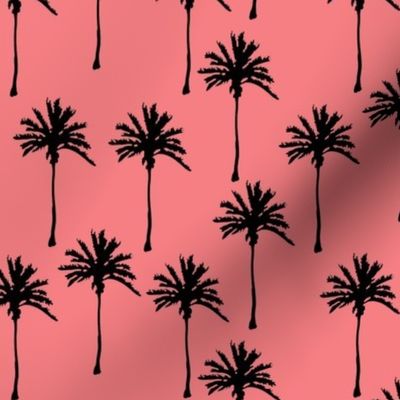 Black Palm Trees on Pinky Peach Background