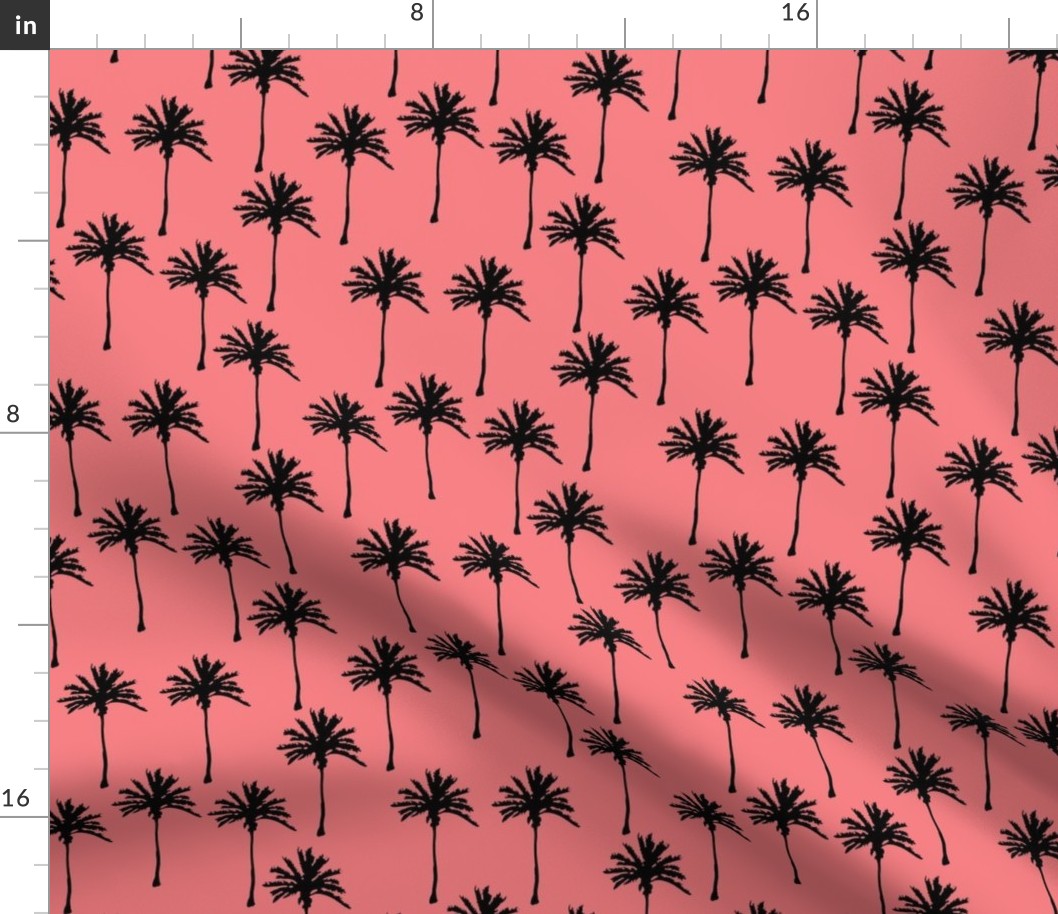 Black Palm Trees on Pinky Peach Background