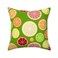 citrus slices - on green