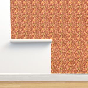 Gold/Orange "Batik" Marijuana Leaf (2) Wallpaper | Spoonflower