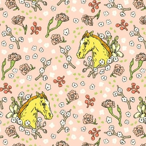 Horse Cameo with Flowers | Pink
