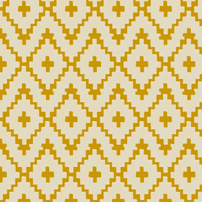 navajo_diamond chevron - light taupe on gold - Small