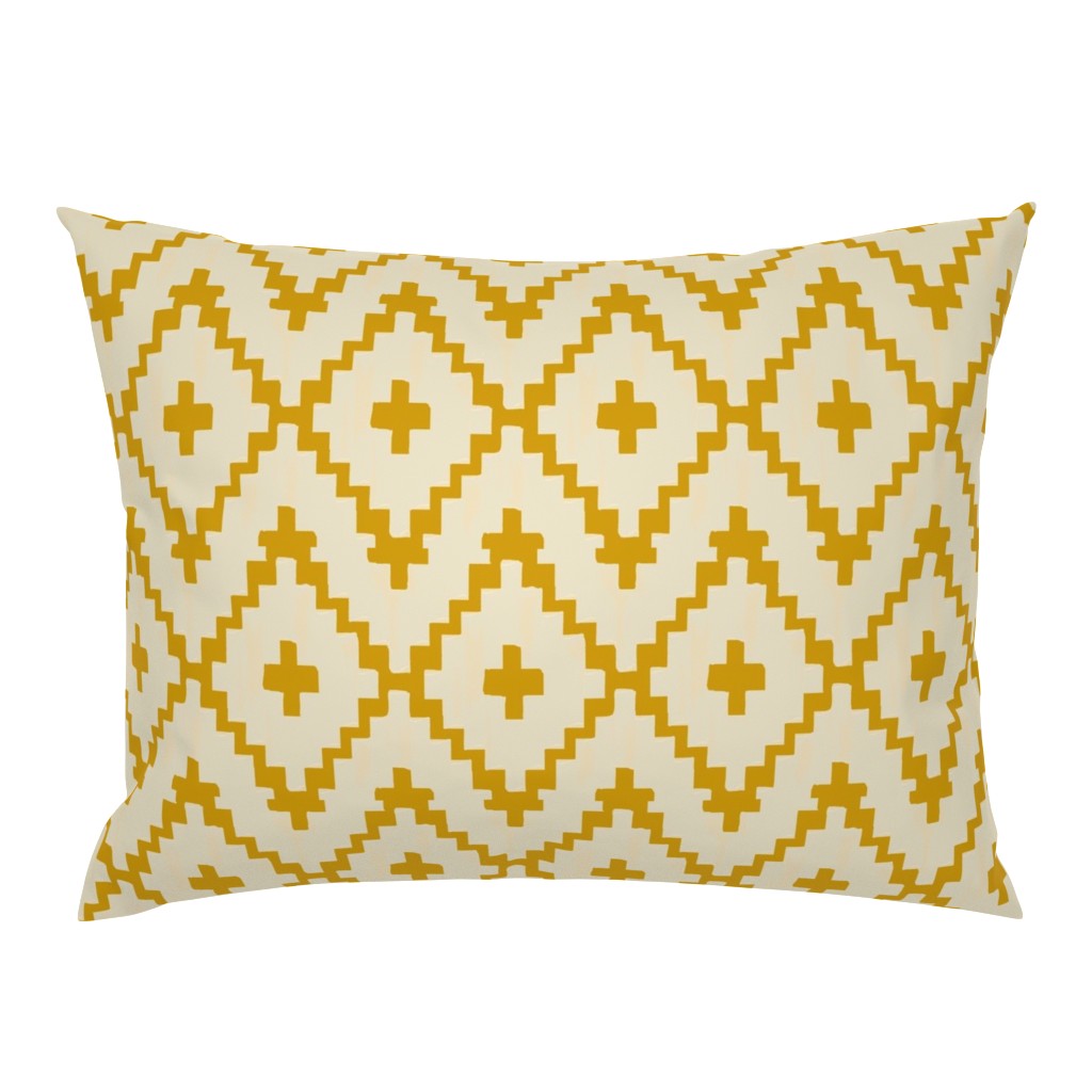 Southwest_ diamond chevron - light taupe on gold 