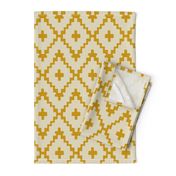 Southwest_ diamond chevron - light taupe on gold 