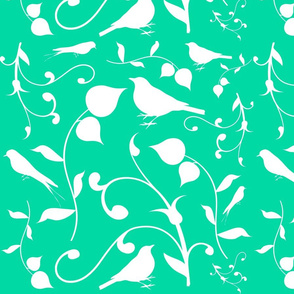Swirly Bird Large Print Turquoise