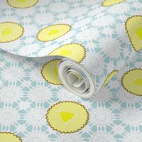 lemon tarts on a lace tablecloth