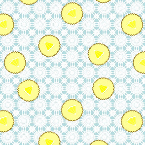 lemon tarts on a lace tablecloth