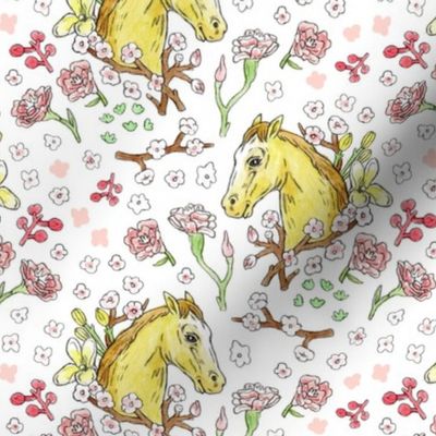 Horse Cameo With Flowers