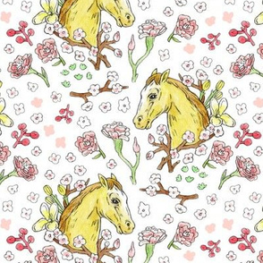 Horse Cameo With Flowers