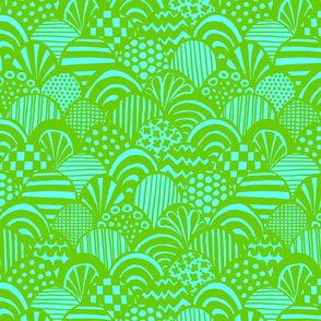 Graphic Scallop, Aqua / Lime