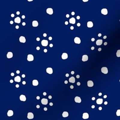 navy flowers with dots