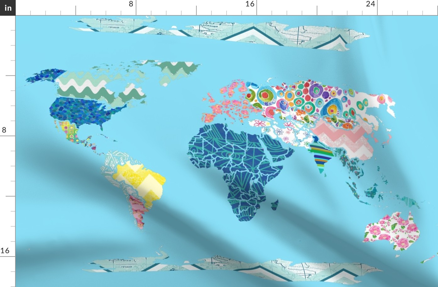 Map of the World with Patterns