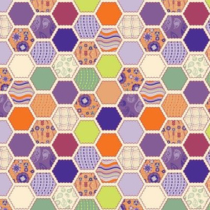 Elephant's Garden (Tangerine Violet) - Scalloped Hexagons