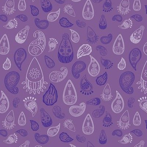 Elephant's Garden (Tangerine Violet) - Violet Paisleys