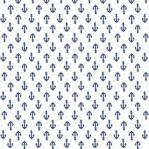 Cute Little Anchors | Blue on white | Tiny | Two Directional