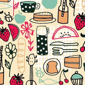 picnic // summer picnic fabric andrea lauren design food sandwiches fabric