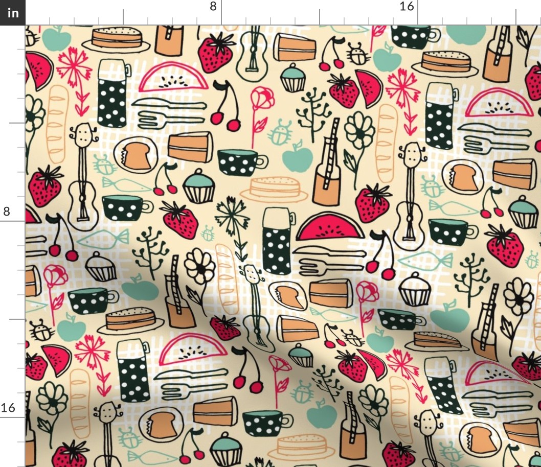 picnic // summer picnic fabric andrea lauren design food sandwiches fabric