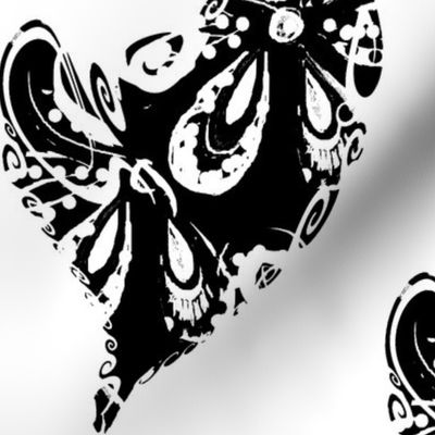 Black and White Floral Hearts