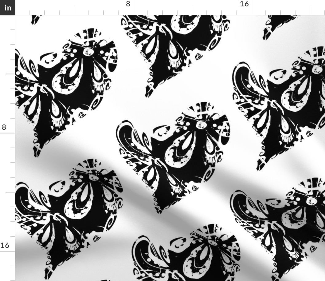 Black and White Floral Hearts