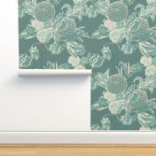 mid century modern floral ~ Hummingbird Linen