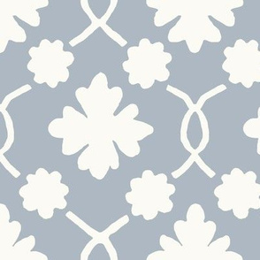 Summer Sky Blue Floral Trellis