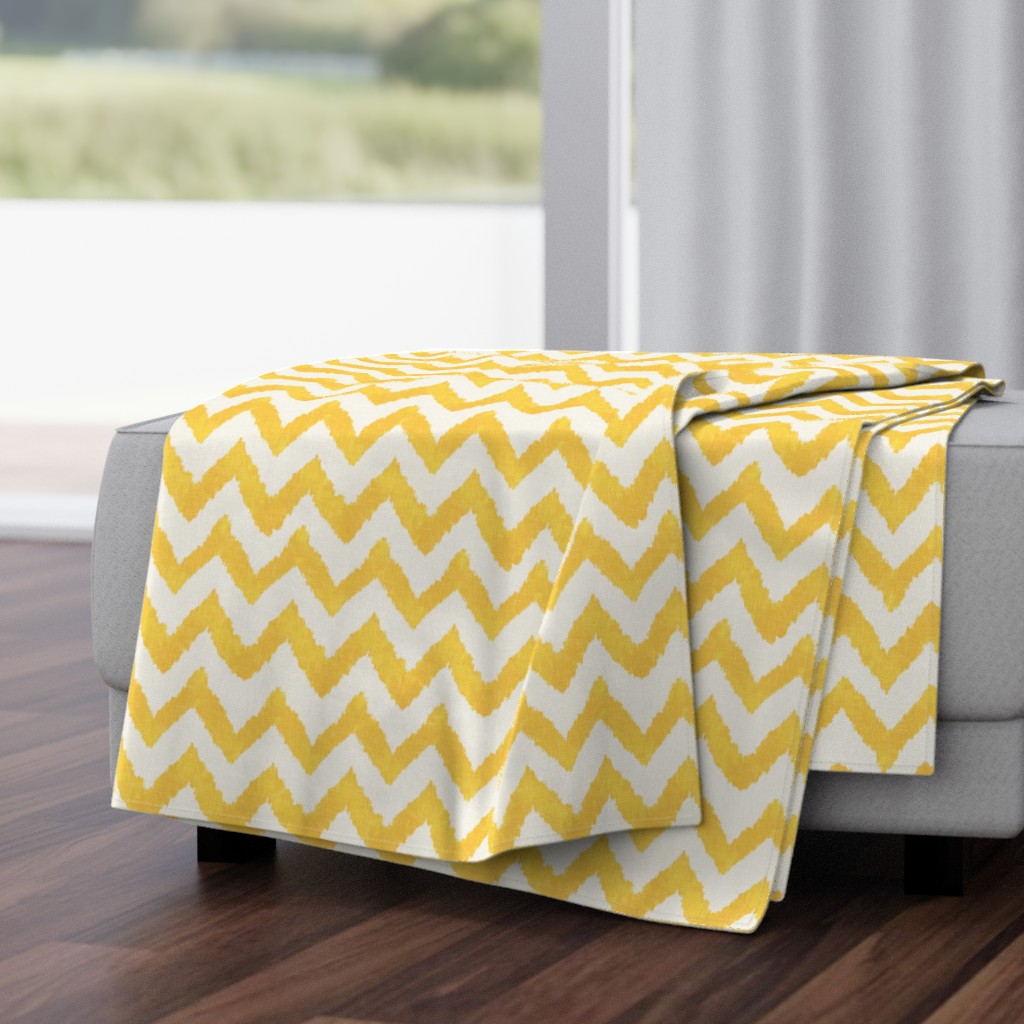 Lemon and Linen Watercolor Ikat Chevron 