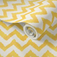 Lemon and Linen Watercolor Ikat Chevron 