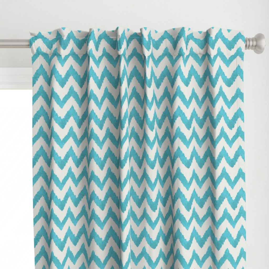 Aquamarine and Linen Ikat Watercolor Chevron