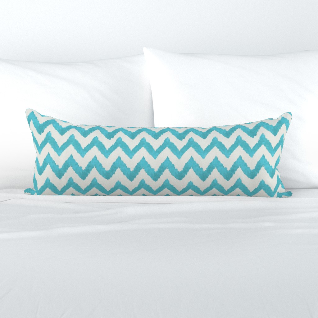 Aquamarine and Linen Ikat Watercolor Chevron