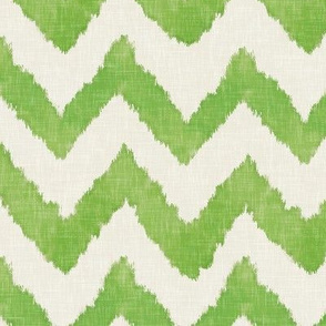 Lime and Linen Watercolor Ikat Chevron