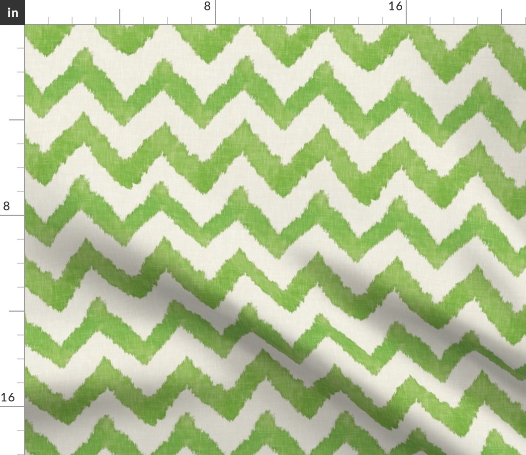 Lime and Linen Watercolor Ikat Chevron