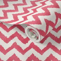 Raspberry on Linen Ikat Watercolor Chevron